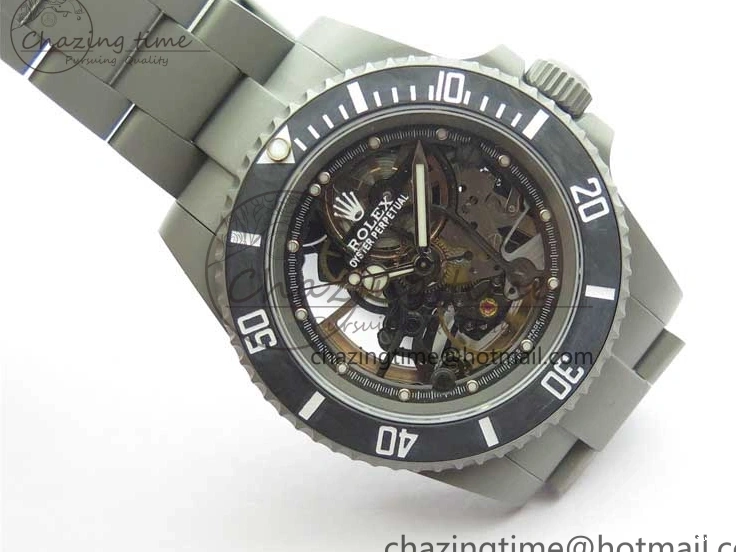 116610 Bezel Skeleton DIal Best Sandblasted Edition on ROF Andrea Submariner Carbon SA3130 Pirlo 0308